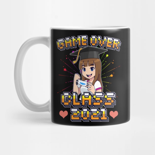 Game Over Class of 2021 Graduation Girl Loves Anime Gaming by Ramadangonim